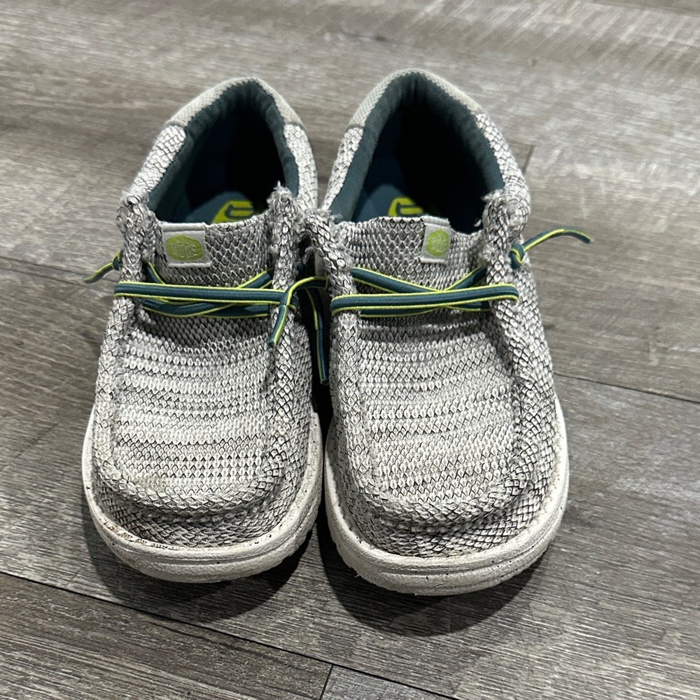 Hey Dude Kids Gray Moccasins with Green Accents